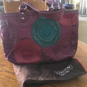 Purple patchwork Coach Tote Satchel